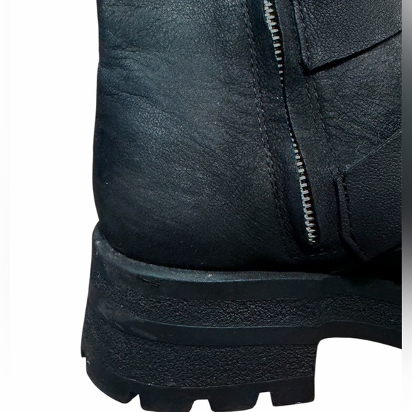 Steve Madden Roland Boots Combat Size 11 Black Side Zipper Triple Buckle Edgy - Picture 14 of 14